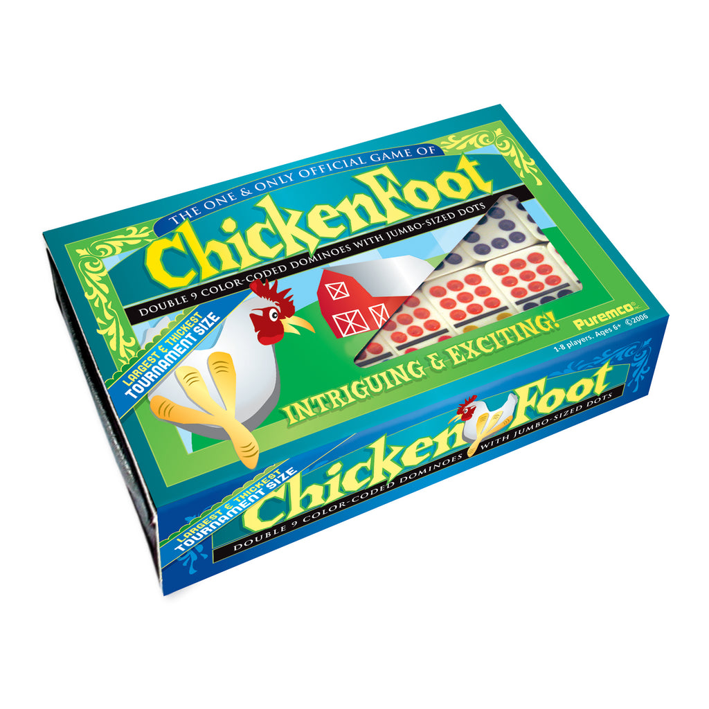 Puremco ChickenFoot Double 9 Color Dot Dominoes - Tournament Size