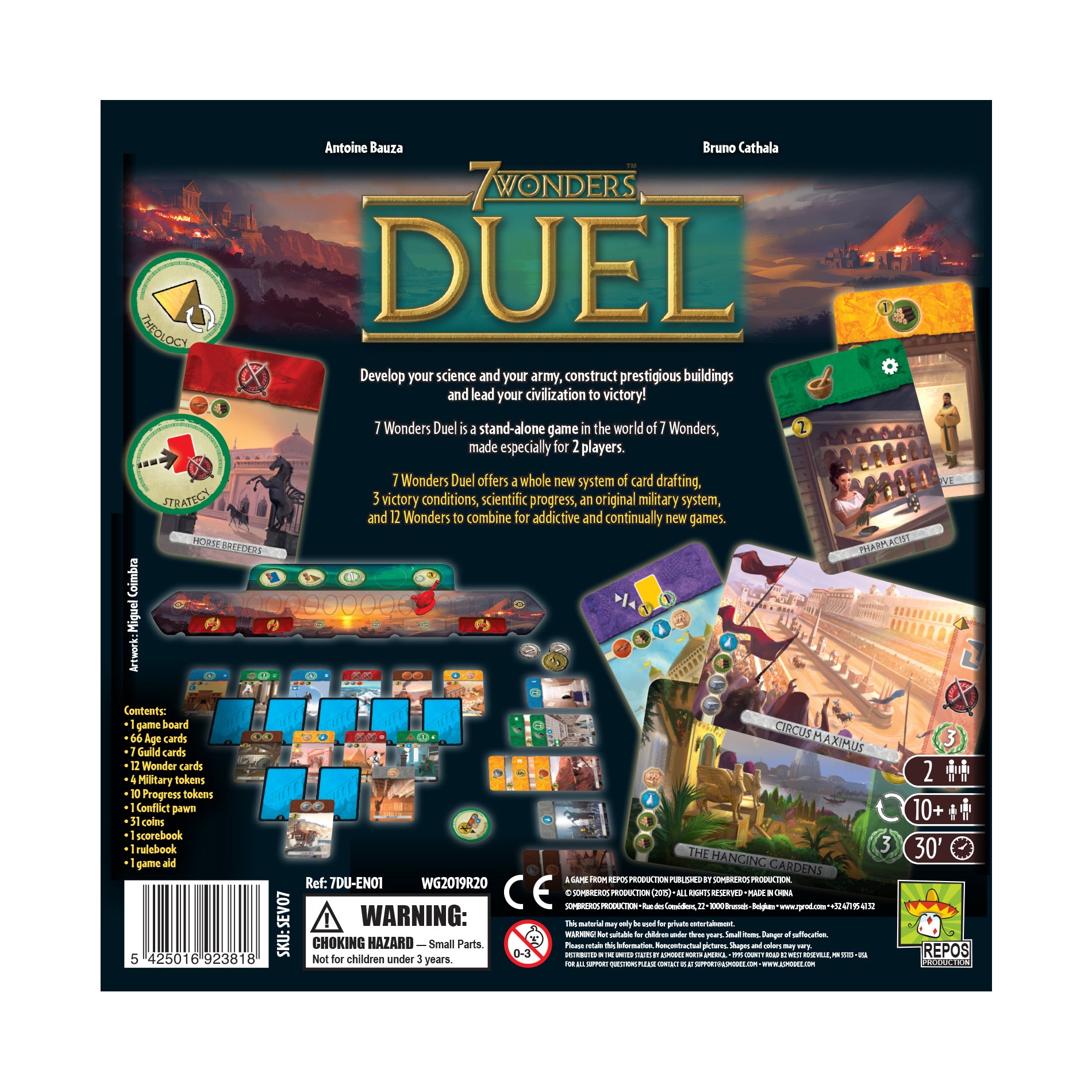 7 Wonders Duel Board Game (BASE GAME), for 2 Players, Strategy, Civilization, Fun, Board Game for Couples, Ages 10 and up