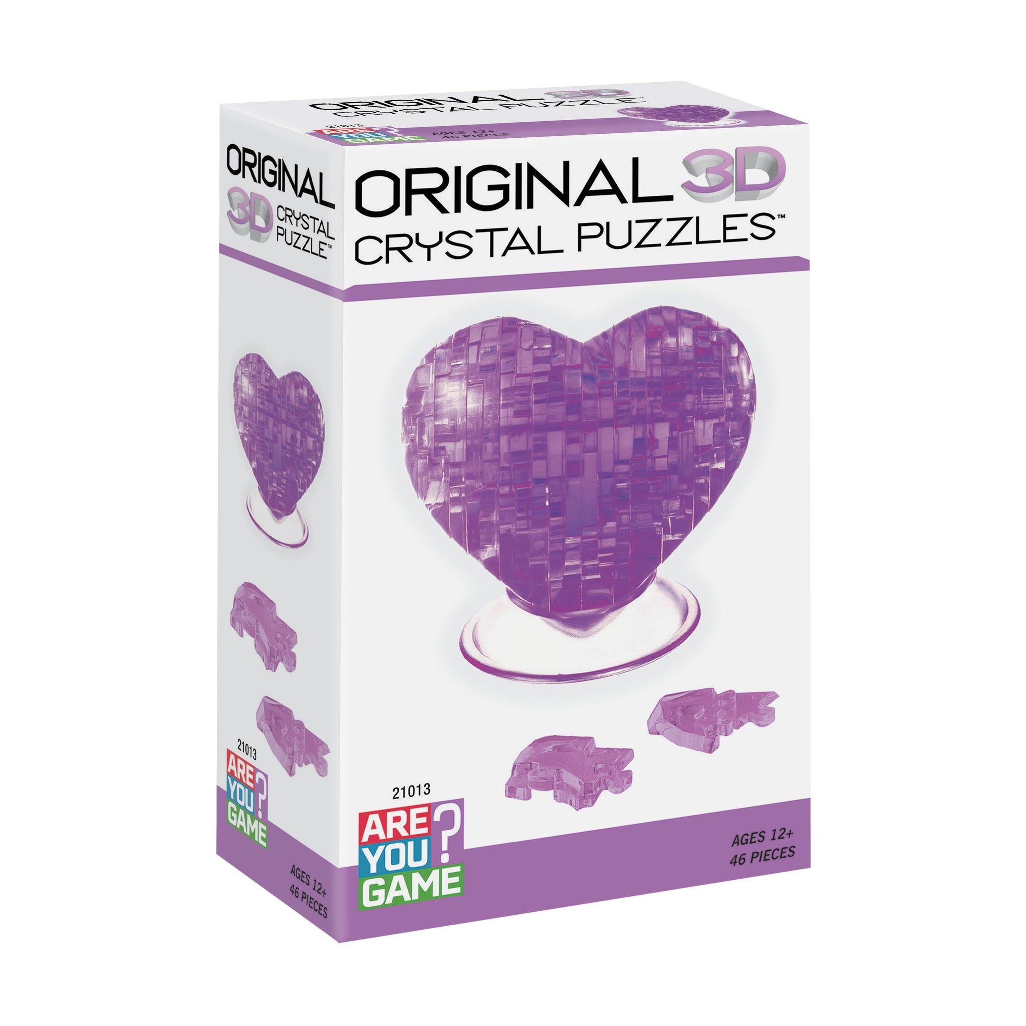 3D Crystal Puzzle - Heart (Purple): 46 Pcs | AreYouGame