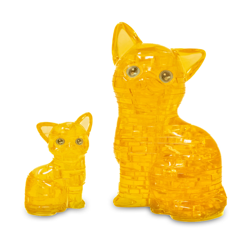 AreYouGame.com 3D Crystal Puzzle - Cat & Kitten (Gold): 49 Pcs