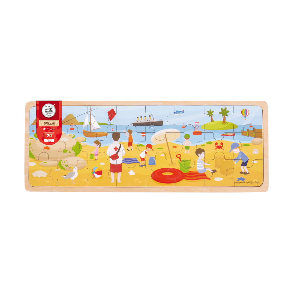 Bigjigs Toys Wooden At the Seaside Tray Puzzle: 24 Pcs
