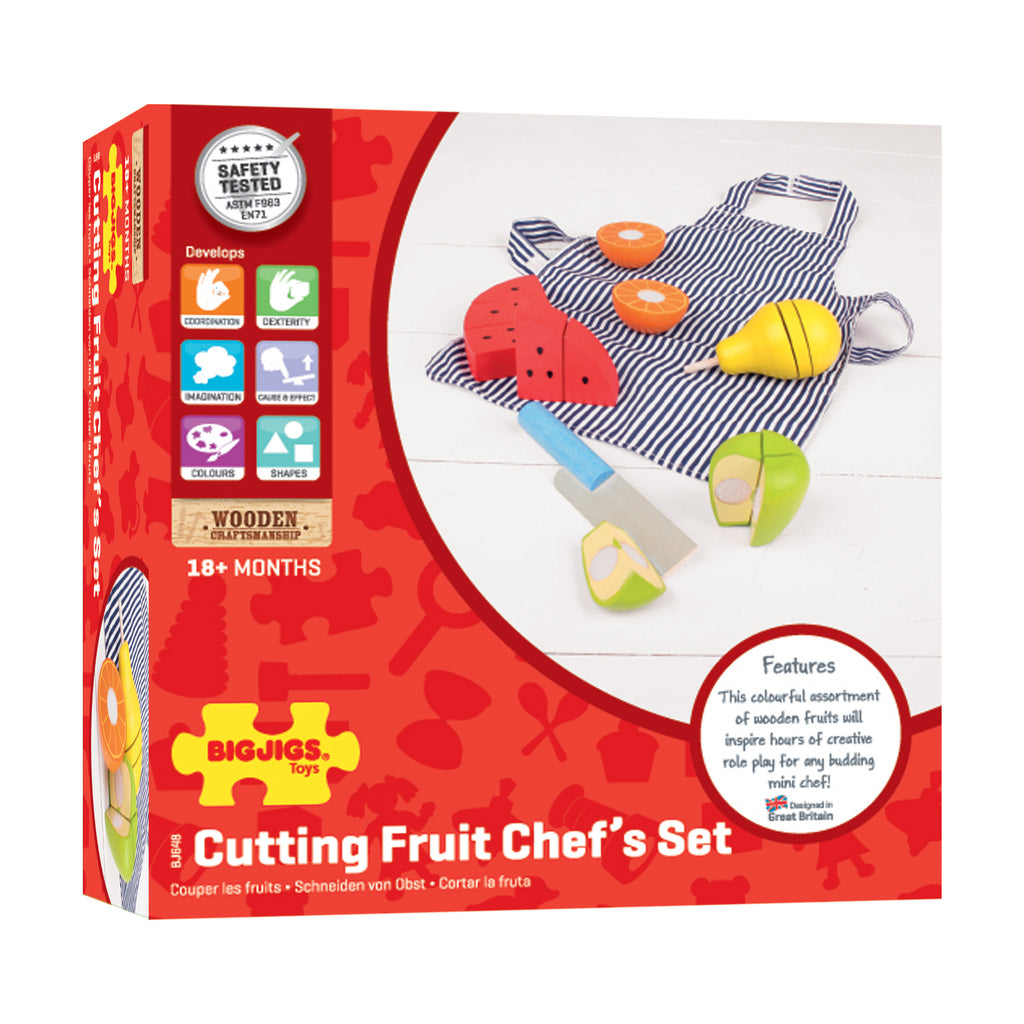 Bigjigs Toys Wooden Cutting Fruit Chef's Set