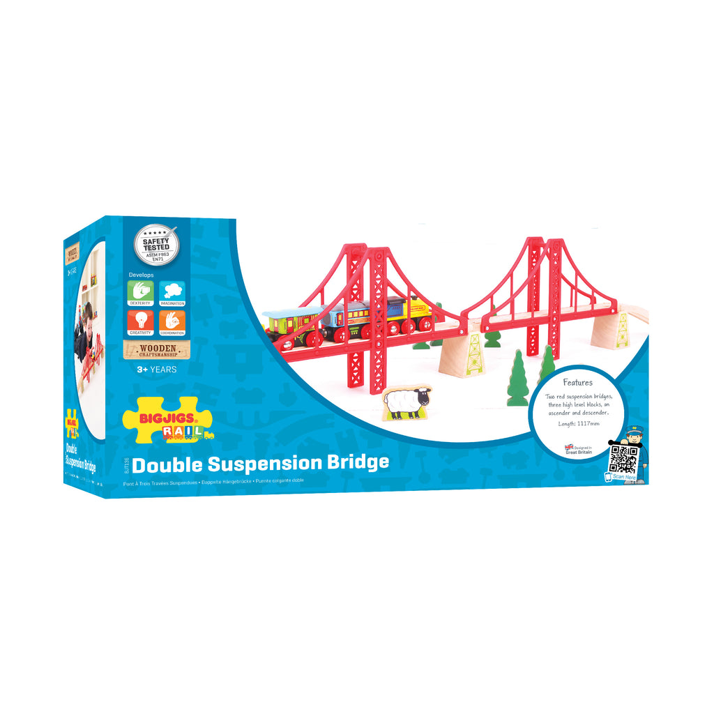 Bigjigs Rail Wooden Double Suspension Bridge