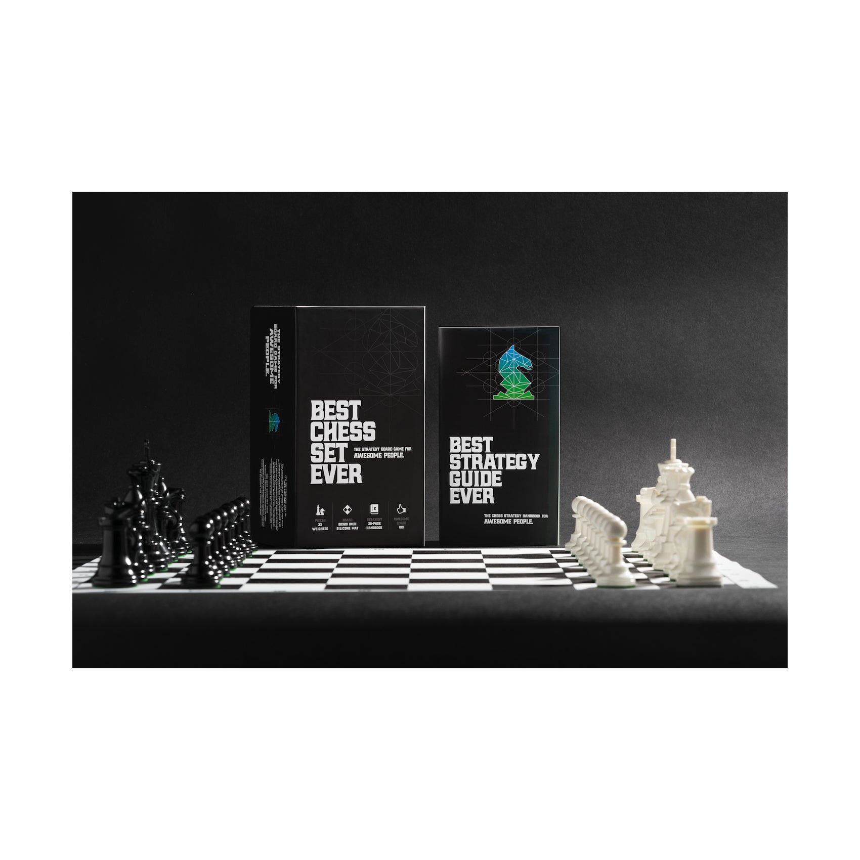  Customer reviews: Best Chess Set Ever Triple Weighted  Tournament Style Chess Set with Exclusive Chess Strategy Guide - 20” x 20”  Silicone Board + Heavy Staunton Chess Pieces