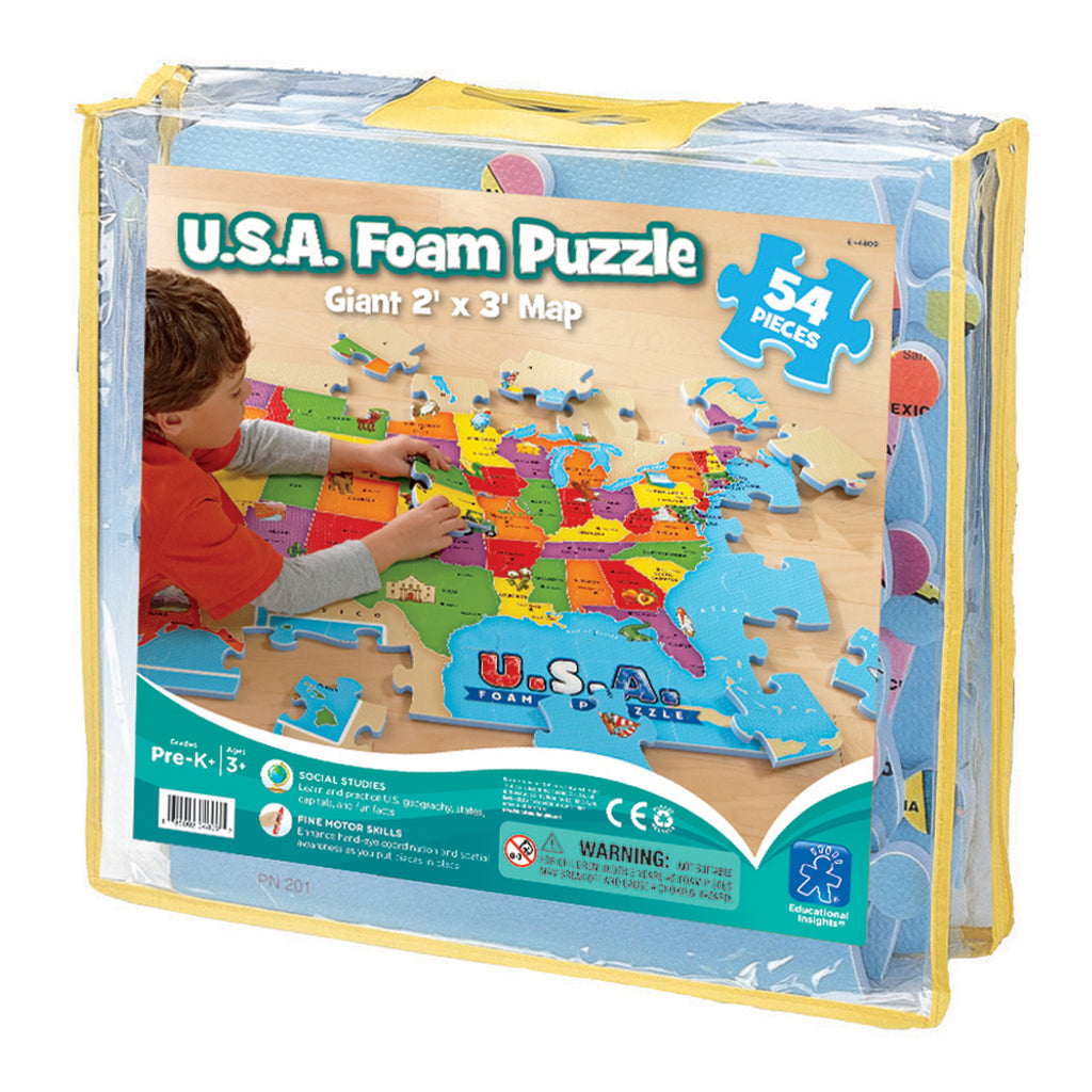 Educational Insights USA Foam Map Floor Puzzle: 54 Pcs