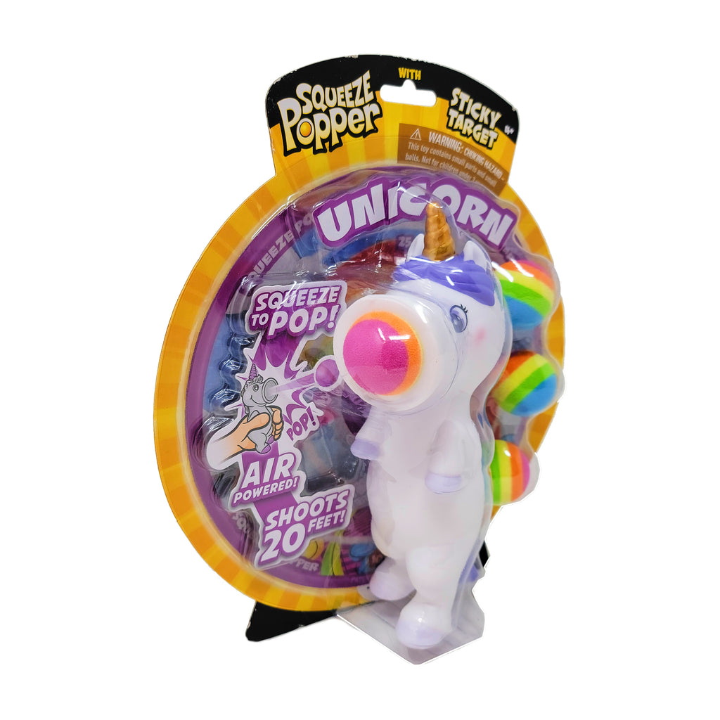 Hog Wild White Unicorn Squeeze Popper with Sticky Target