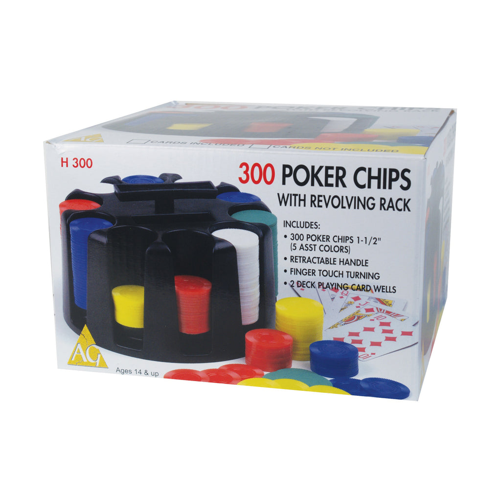 John N. Hansen Co. 300 Poker Chips with Revolving Rack