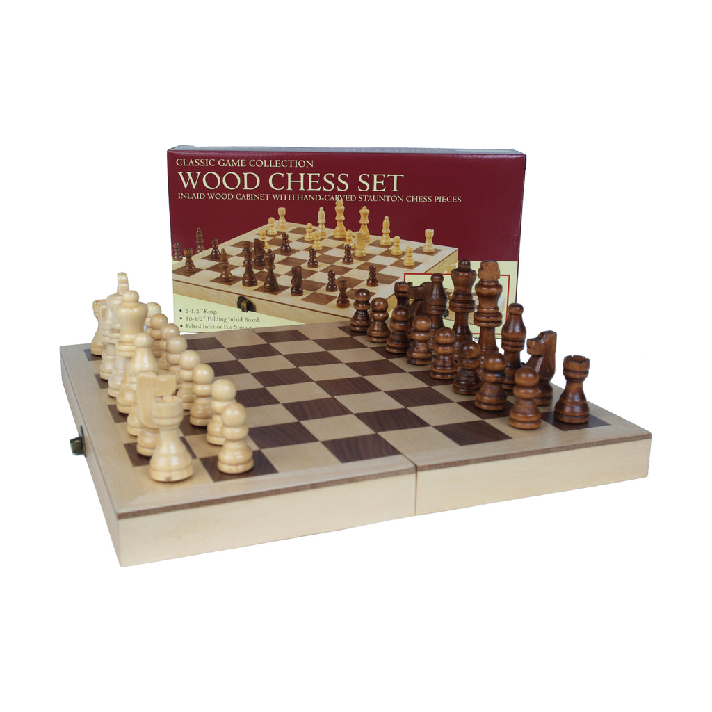 John N. Hansen Co. 10.5-inch Deluxe Folding Wood Chess Set