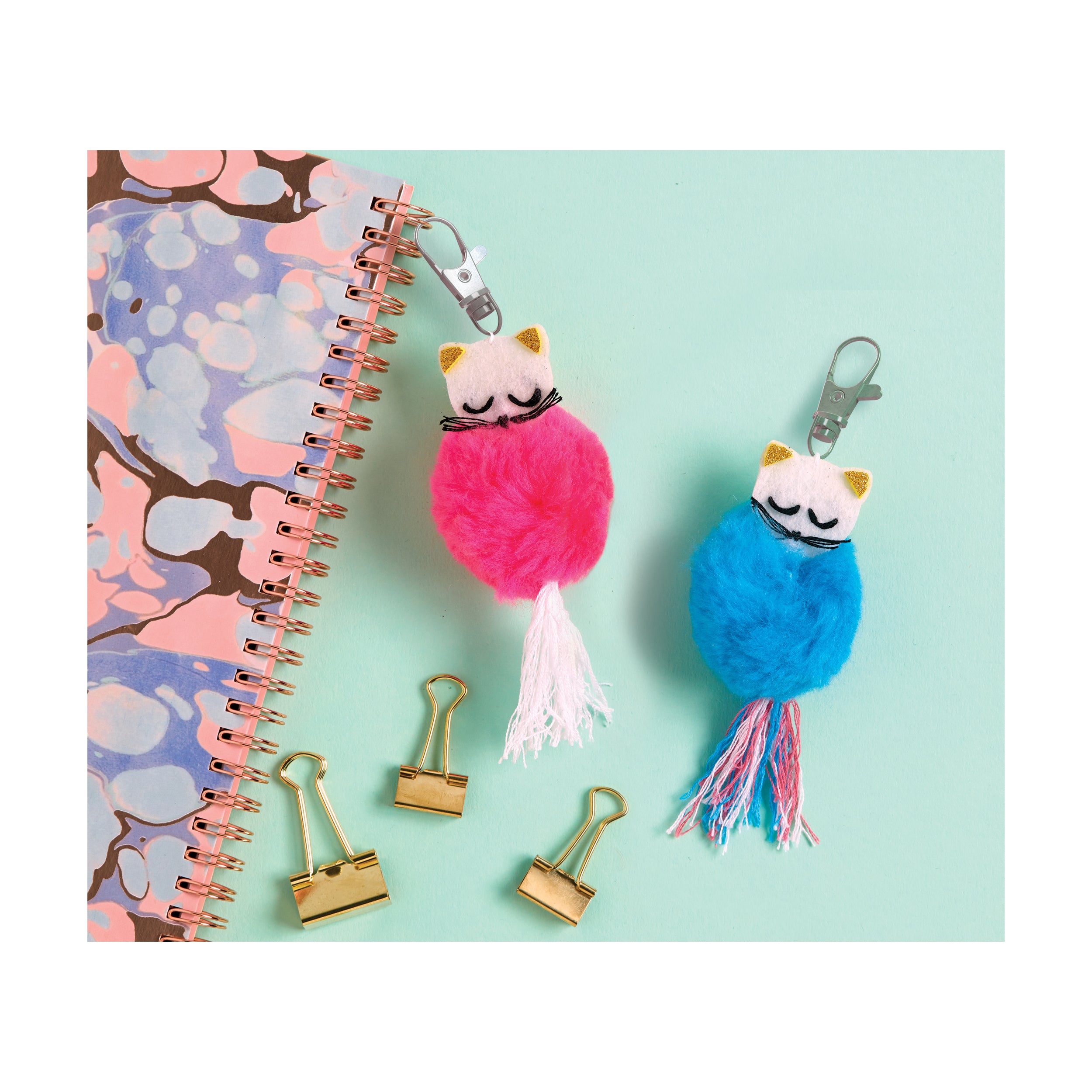 DIY Animal Pom Pom Keychains