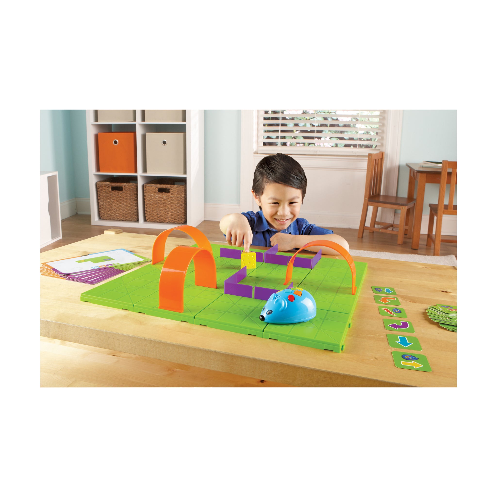 Learning Resources Ratón Robot Recargable Jack – Programable Sin Pantalla, Con 30 Tarjetas De Código, STEM Para Niños De 4+ Años