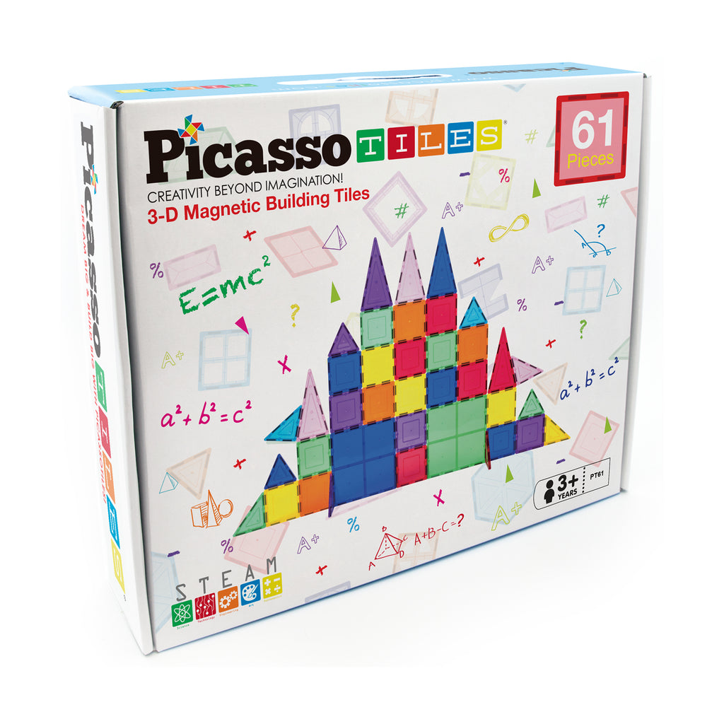 PicassoTiles PicassoTiles 3-D Magnetic Building Tiles: 61 Pcs