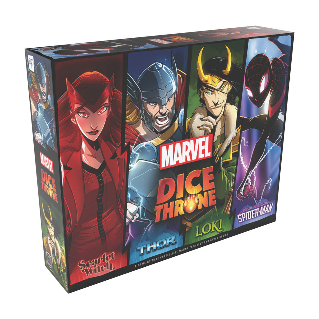 USAopoly Marvel Dice Throne 4-Hero Box: Scarlet Witch, Thor, Loki, Spider-Man